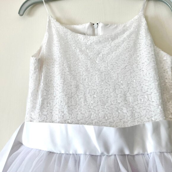 Chasing Fireflies Girls Sequined Easter Tulle White Flared Formal Dress 10 - Picture 4 of 10